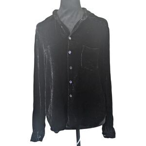 EQUIPMENT Black Velvet Blouse Silk Medium Goth Glam Academia